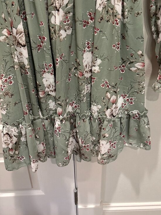 Prettywear Sage Green Floral Dress - Picture 9 of 12